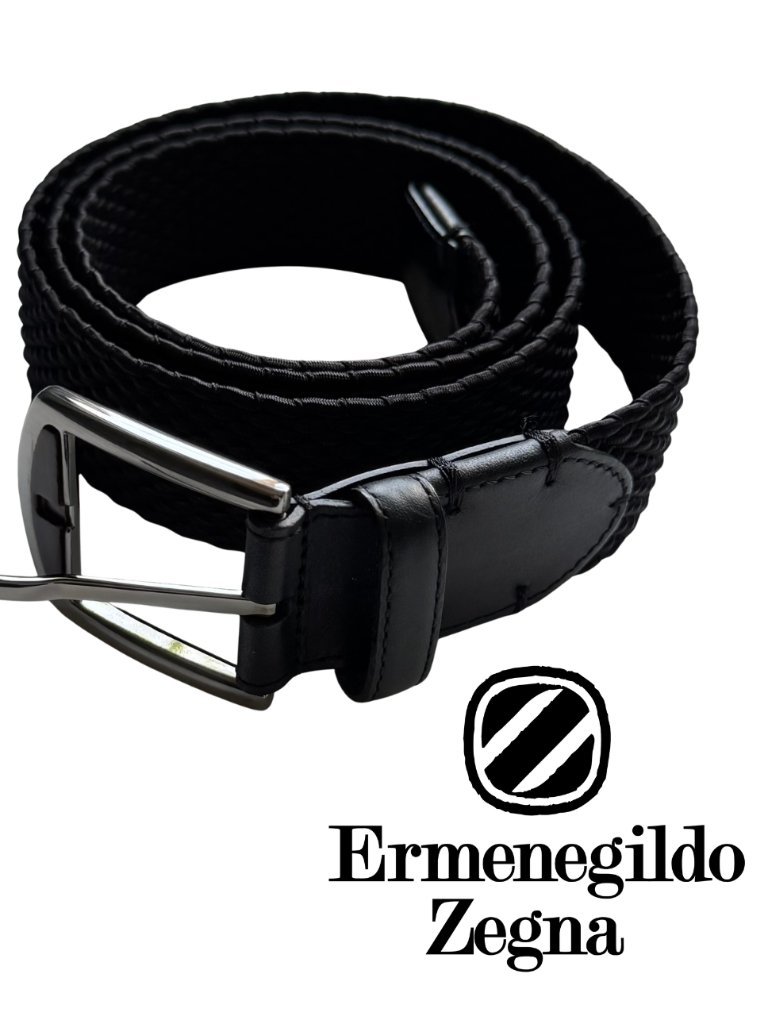 Gorgeous Zegna Men's Rayon Braided Black Belt - Size 105/40